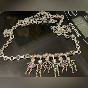 26” gold plated necklace with sterling silver 925 birthstones pendant, gemstones